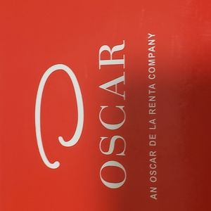 Oscar de la Renta open-toe, kitten heel slides